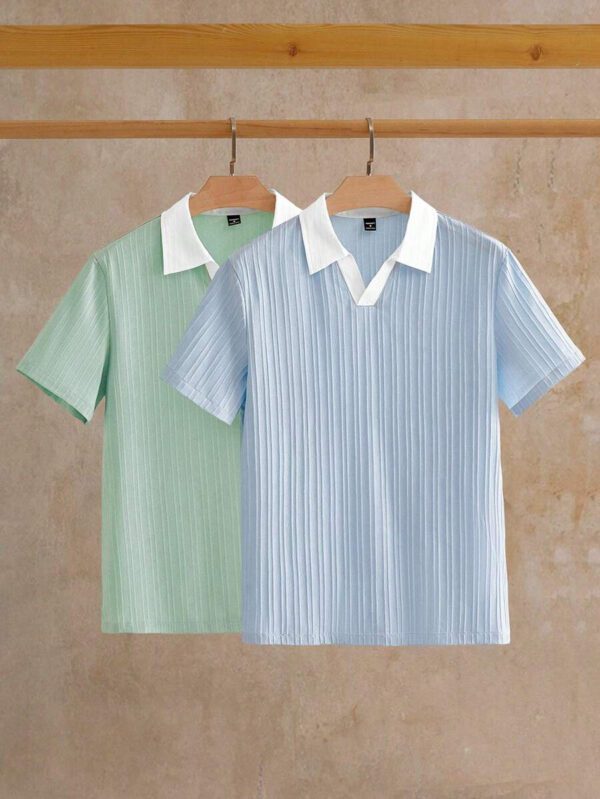 HIMLAND Polo à manches courtes homme, coupe ample et décontractée, en tissu tissé, design mode jeune, convient pour un usage quotidien – Image 12