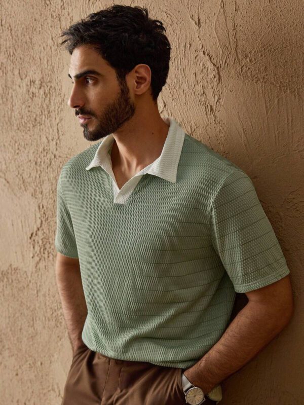 HIMLAND Polo à manches courtes homme, coupe ample et décontractée, en tissu tissé, design mode jeune, convient pour un usage quotidien – Image 18