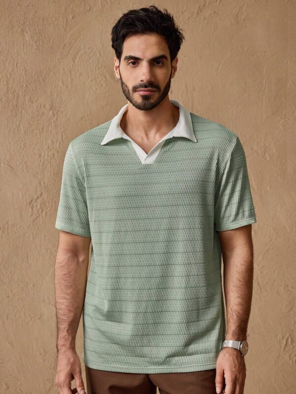 HIMLAND Polo à manches courtes homme, coupe ample et décontractée, en tissu tissé, design mode jeune, convient pour un usage quotidien – Image 19