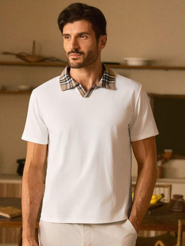HIMLAND Polo à manches courtes homme, coupe ample et décontractée, en tissu tissé, design mode jeune, convient pour un usage quotidien – Image 22