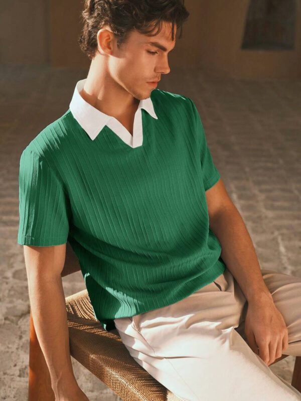 HIMLAND Polo à manches courtes homme, coupe ample et décontractée, en tissu tissé, design mode jeune, convient pour un usage quotidien – Image 27