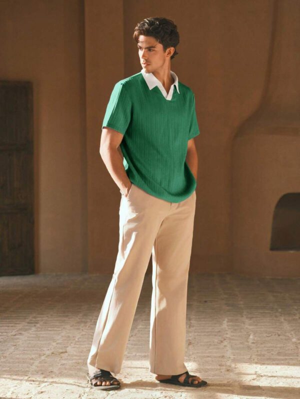 HIMLAND Polo à manches courtes homme, coupe ample et décontractée, en tissu tissé, design mode jeune, convient pour un usage quotidien – Image 29
