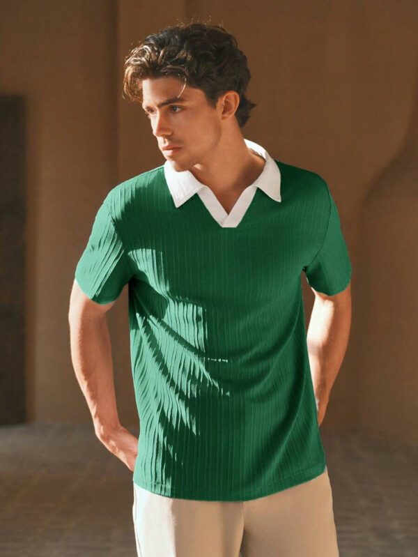 HIMLAND Polo à manches courtes homme, coupe ample et décontractée, en tissu tissé, design mode jeune, convient pour un usage quotidien – Image 31