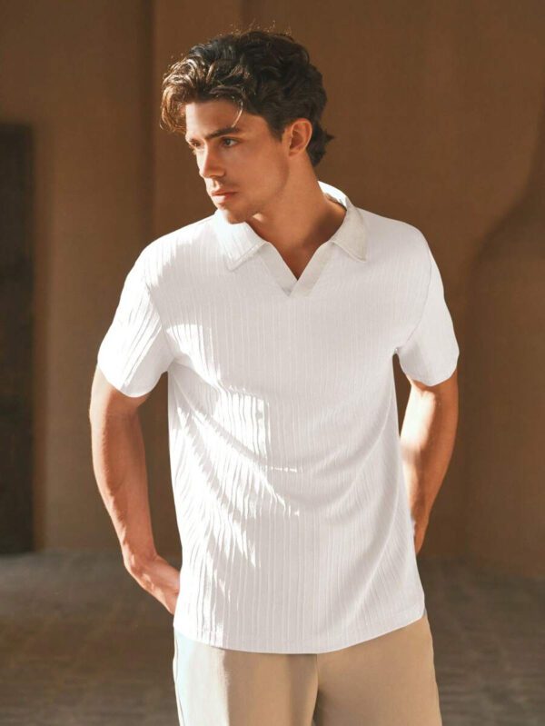HIMLAND Polo à manches courtes homme, coupe ample et décontractée, en tissu tissé, design mode jeune, convient pour un usage quotidien – Image 36