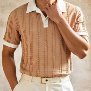 HIMLAND Polo à manches courtes homme, coupe ample et décontractée, en tissu tissé, design mode jeune, convient pour un usage quotidien