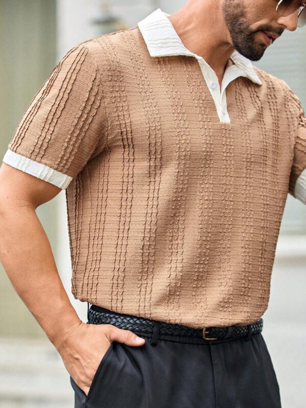 HIMLAND Polo à manches courtes homme, coupe ample et décontractée, en tissu tissé, design mode jeune, convient pour un usage quotidien – Image 44