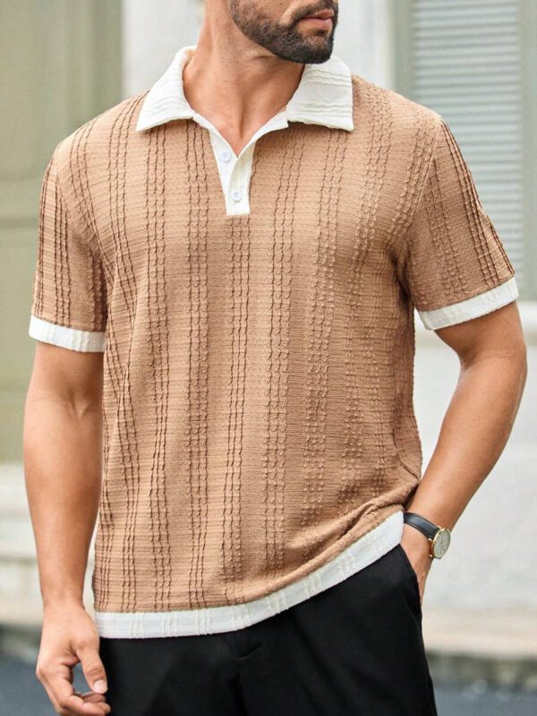 HIMLAND Polo à manches courtes homme, coupe ample et décontractée, en tissu tissé, design mode jeune, convient pour un usage quotidien – Image 45