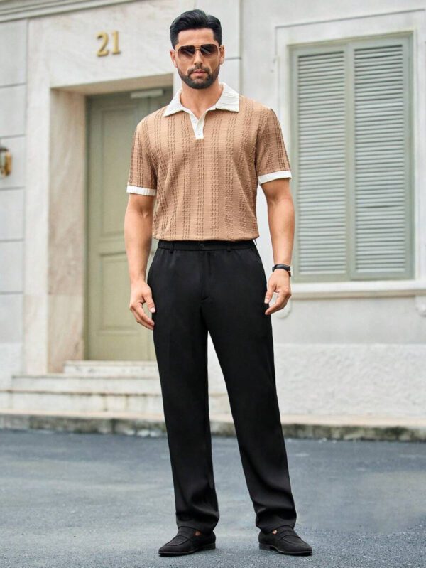 HIMLAND Polo à manches courtes homme, coupe ample et décontractée, en tissu tissé, design mode jeune, convient pour un usage quotidien – Image 48