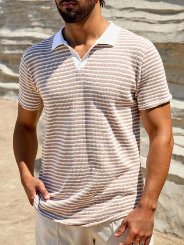 HIMLAND Polo à manches courtes homme, coupe ample et décontractée, en tissu tissé, design mode jeune, convient pour un usage quotidien – Image 54