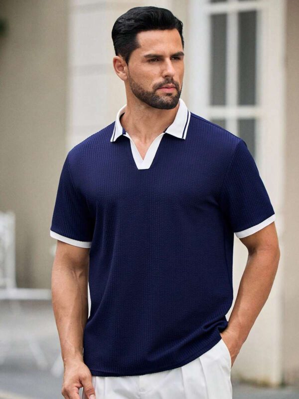 HIMLAND Polo à manches courtes homme, coupe ample et décontractée, en tissu tissé, design mode jeune, convient pour un usage quotidien – Image 60