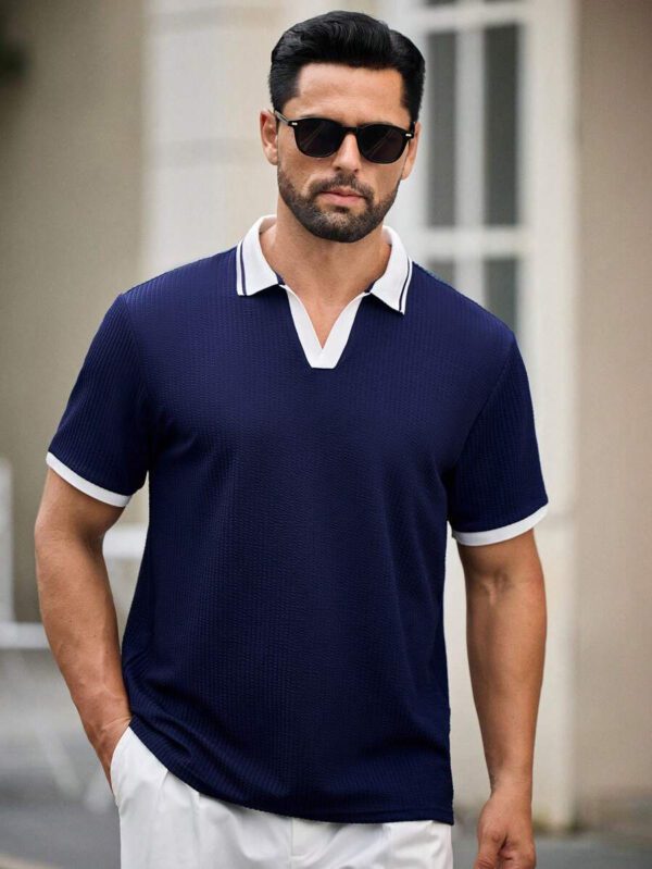 HIMLAND Polo à manches courtes homme, coupe ample et décontractée, en tissu tissé, design mode jeune, convient pour un usage quotidien – Image 61