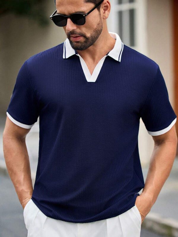 HIMLAND Polo à manches courtes homme, coupe ample et décontractée, en tissu tissé, design mode jeune, convient pour un usage quotidien – Image 62