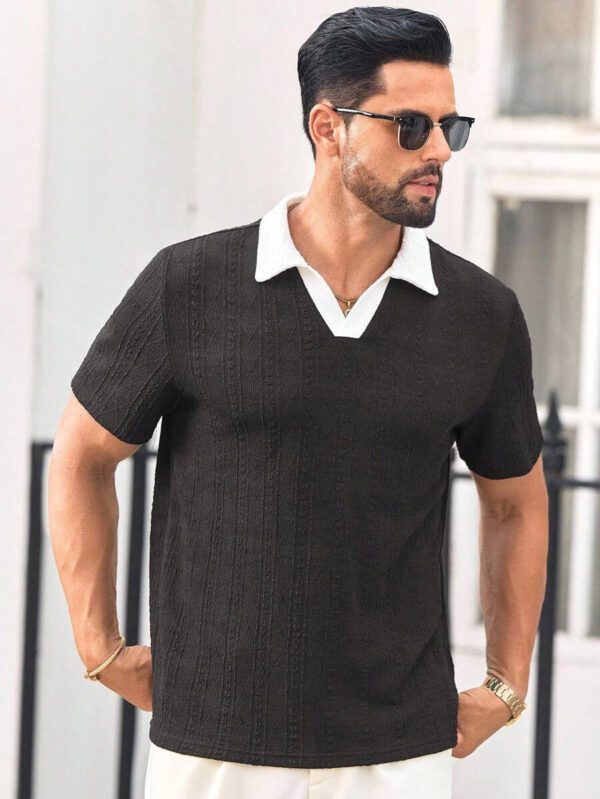 HIMLAND Polo à manches courtes homme, coupe ample et décontractée, en tissu tissé, design mode jeune, convient pour un usage quotidien – Image 64