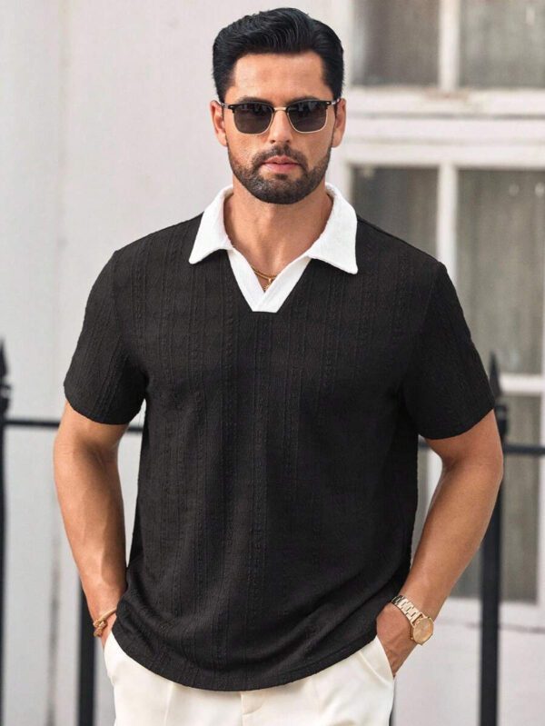 HIMLAND Polo à manches courtes homme, coupe ample et décontractée, en tissu tissé, design mode jeune, convient pour un usage quotidien – Image 66