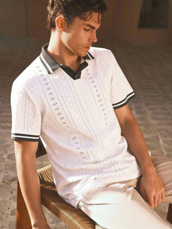 HIMLAND Polo à manches courtes homme, coupe ample et décontractée, en tissu tissé, design mode jeune, convient pour un usage quotidien – Image 72