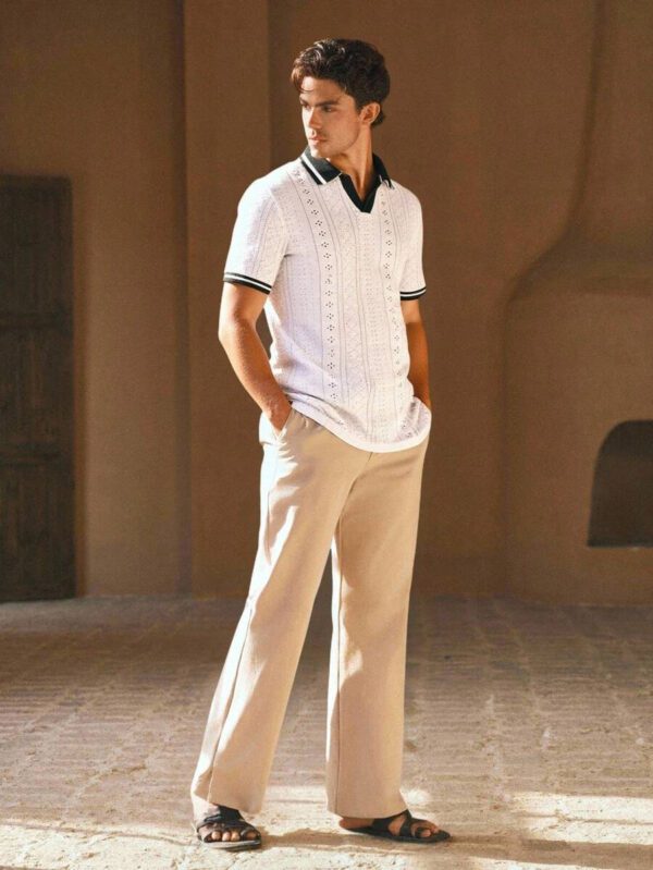 HIMLAND Polo à manches courtes homme, coupe ample et décontractée, en tissu tissé, design mode jeune, convient pour un usage quotidien – Image 73
