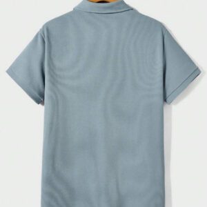 HIMLAND Polo à manches courtes en tricot de couleur unie pour homme, pour un usage quotidien et décontracté