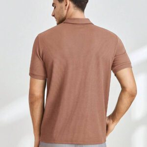 HIMLAND Polo à manches courtes en tricot de couleur unie pour homme, pour un usage quotidien et décontracté