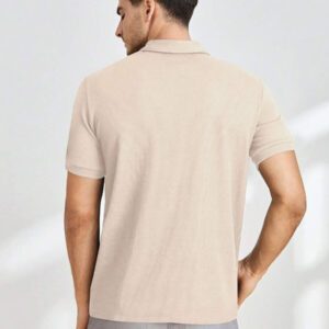 HIMLAND Polo à manches courtes en tricot de couleur unie pour homme, pour un usage quotidien et décontracté