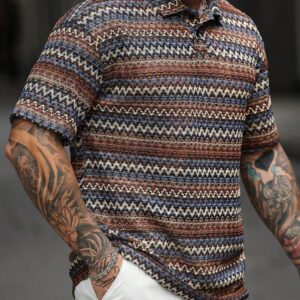 Manfinity RSRT Polo-shirt texturé rayé ondulé pour homme