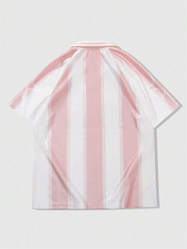 ROMWE MEN Street Life Polo chemise de sport rayée pour hommes, convient pour le port casual au printemps et en été – Image 3