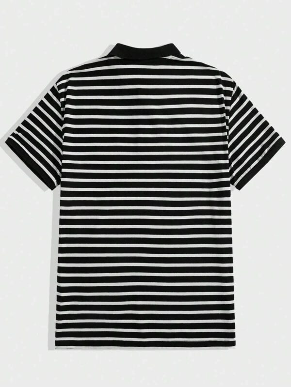 AKNOTIC Business Casual Polo en tricot de coton à rayures à manches courtes pour hommes – Image 7
