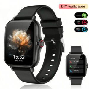 1 pièce Montre connectée de sport unisexe, modes multi-sports, suivi de la distance, contrôle de la musique, télécommande de l'appareil photo, appel sans fil, cadran personnalisable, alerte de message, alarme, affichage de la météo, écran tactile full touch de 1,44 pouces, compatible avec les téléphones iOS/Android