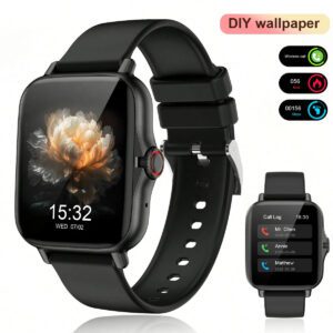 1 pièce Montre connectée de sport unisexe, modes multi-sports, suivi de la distance, contrôle de la musique, télécommande de l'appareil photo, appel sans fil, cadran personnalisable, alerte de message, alarme, affichage de la météo, écran tactile full touch de 1,44 pouces, compatible avec les téléphones iOS/Android