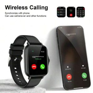 1 pièce Montre connectée de sport unisexe, modes multi-sports, suivi de la distance, contrôle de la musique, télécommande de l'appareil photo, appel sans fil, cadran personnalisable, alerte de message, alarme, affichage de la météo, écran tactile full touch de 1,44 pouces, compatible avec les téléphones iOS/Android