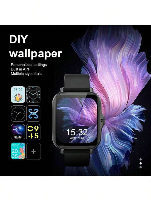 1 pièce Montre connectée de sport unisexe, modes multi-sports, suivi de la distance, contrôle de la musique, télécommande de l'appareil photo, appel sans fil, cadran personnalisable, alerte de message, alarme, affichage de la météo, écran tactile full touch de 1,44 pouces, compatible avec les téléphones iOS/Android – Image 4