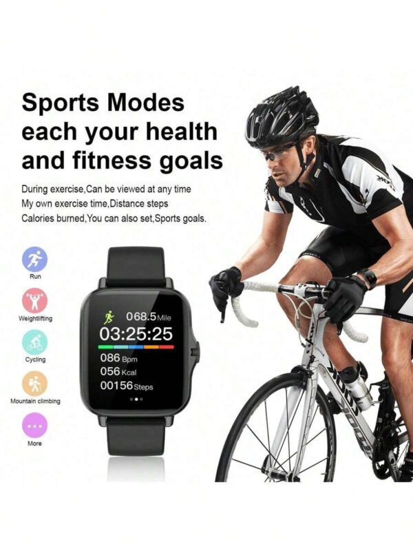 1 pièce Montre connectée de sport unisexe, modes multi-sports, suivi de la distance, contrôle de la musique, télécommande de l'appareil photo, appel sans fil, cadran personnalisable, alerte de message, alarme, affichage de la météo, écran tactile full touch de 1,44 pouces, compatible avec les téléphones iOS/Android – Image 6
