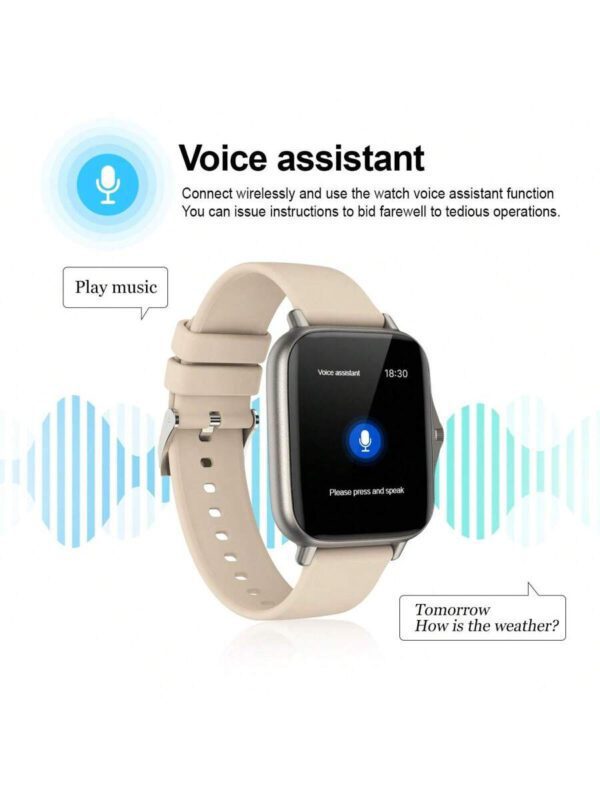 1 pièce Montre connectée de sport unisexe, modes multi-sports, suivi de la distance, contrôle de la musique, télécommande de l'appareil photo, appel sans fil, cadran personnalisable, alerte de message, alarme, affichage de la météo, écran tactile full touch de 1,44 pouces, compatible avec les téléphones iOS/Android – Image 7