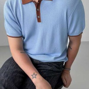 DAZY Polo de golf pour hommes à blocs de couleurs, été