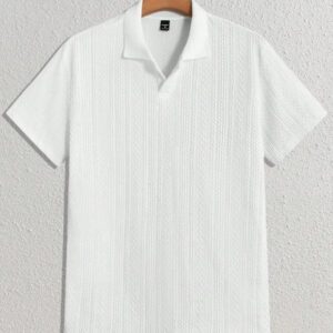HIMLAND Polo à manches courtes décontracté en tricot jacquard coupe régulière, convient pour un port quotidien