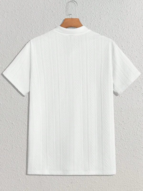 HIMLAND Polo à manches courtes décontracté en tricot jacquard coupe régulière, convient pour un port quotidien – Image 3