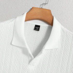 HIMLAND Polo à manches courtes décontracté en tricot jacquard coupe régulière, convient pour un port quotidien