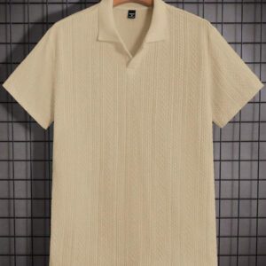HIMLAND Polo à manches courtes décontracté en tricot jacquard coupe régulière, convient pour un port quotidien