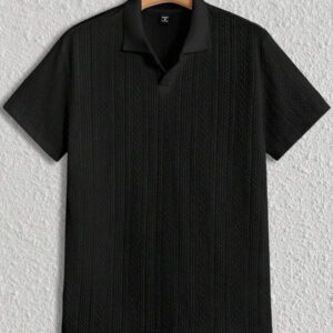 HIMLAND Polo à manches courtes décontracté en tricot jacquard coupe régulière, convient pour un port quotidien
