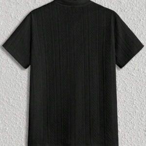 HIMLAND Polo à manches courtes décontracté en tricot jacquard coupe régulière, convient pour un port quotidien