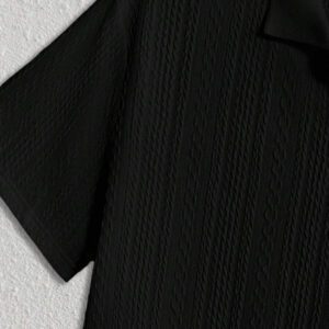 HIMLAND Polo à manches courtes décontracté en tricot jacquard coupe régulière, convient pour un port quotidien