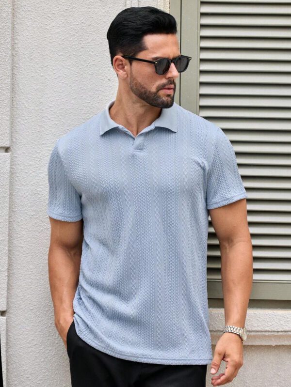 HIMLAND Polo à manches courtes décontracté en tricot jacquard coupe régulière, convient pour un port quotidien – Image 16