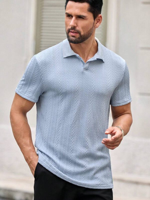 HIMLAND Polo à manches courtes décontracté en tricot jacquard coupe régulière, convient pour un port quotidien – Image 19