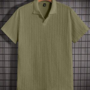 HIMLAND Polo à manches courtes décontracté en tricot jacquard coupe régulière, convient pour un port quotidien