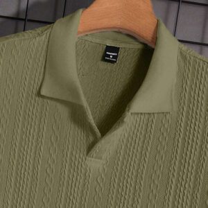 HIMLAND Polo à manches courtes décontracté en tricot jacquard coupe régulière, convient pour un port quotidien