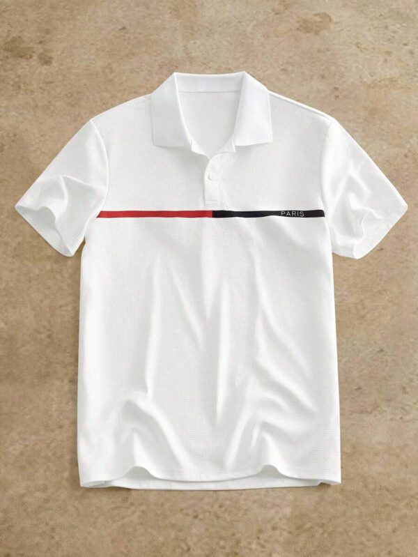 HIMLAND Polo à manches courtes décontracté en tricot jacquard coupe régulière, convient pour un port quotidien – Image 26