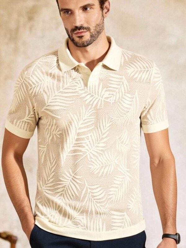 HIMLAND Polo à manches courtes décontracté en tricot jacquard coupe régulière, convient pour un port quotidien – Image 43