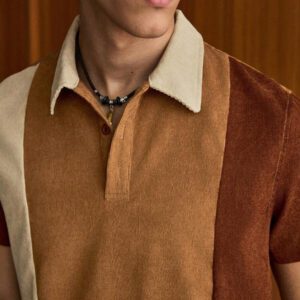 SWAVVY Polo blocs de couleurs pour homme, chemise décontractée blocs de couleurs à boutons, pour sortir, pour les amis
