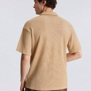 Ontre Chemise polo décontractée pour homme, col à revers, manches courtes, couleur unie