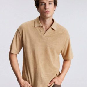 Ontre Chemise polo décontractée pour homme, col à revers, manches courtes, couleur unie