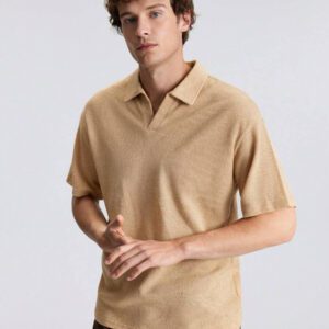 Ontre Chemise polo décontractée pour homme, col à revers, manches courtes, couleur unie